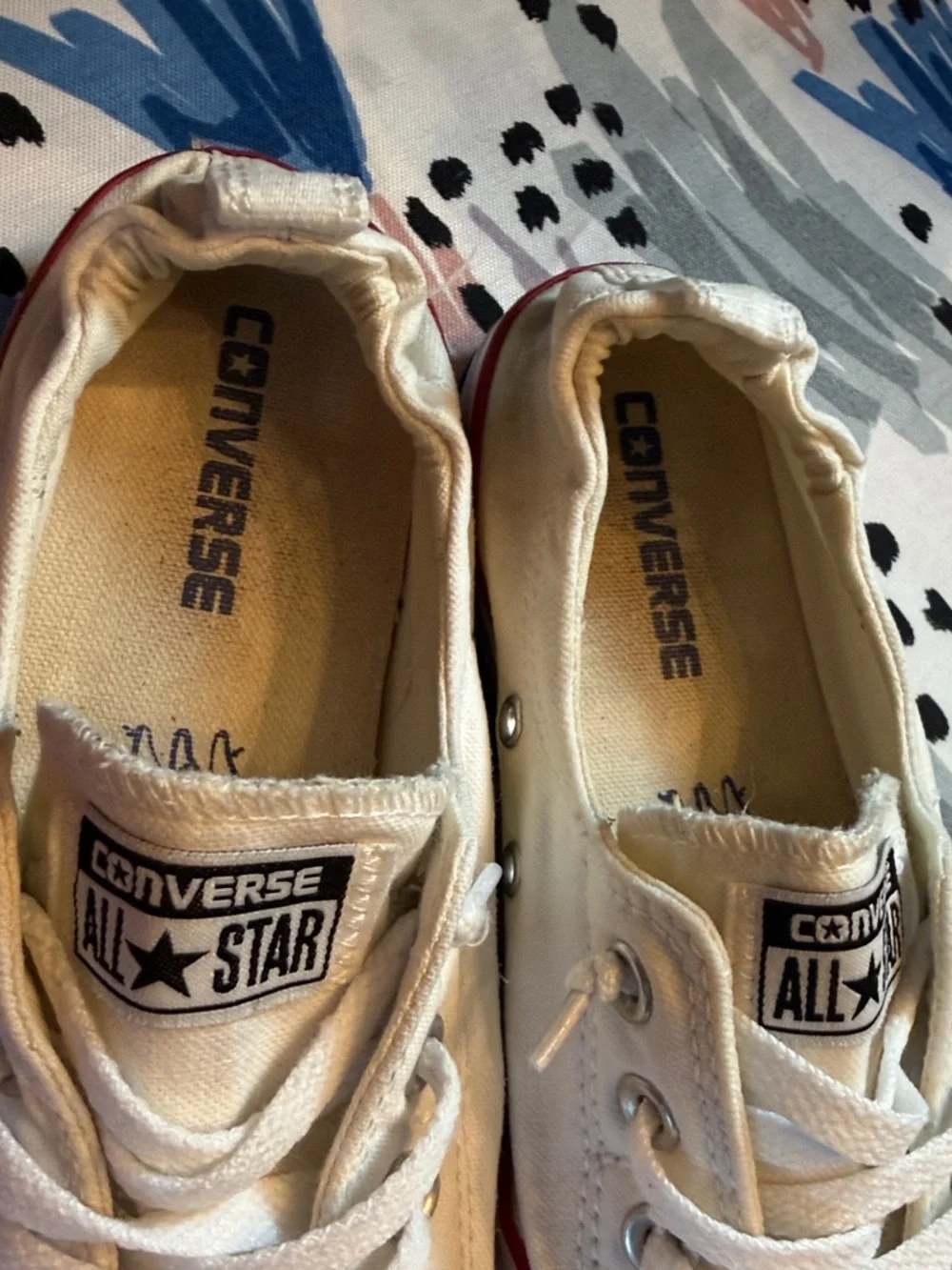 Women’s Converse All Star White Low Top Sneakers with Red Trim - Picture 9 of 9
